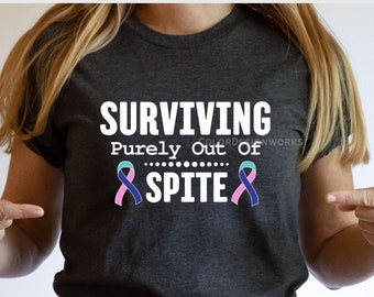 Thyroid Cancer Survivor Shirt: Purely Out of Spite Ribbon Tee