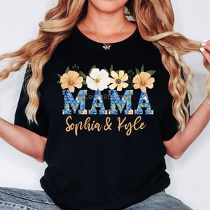 Custom Mama Shirt with Kids Names, Personalized Mama Wildflowers Shirt, Custom Mon Shirt, Names Shirt, New Mama Gift, Gift for Moms