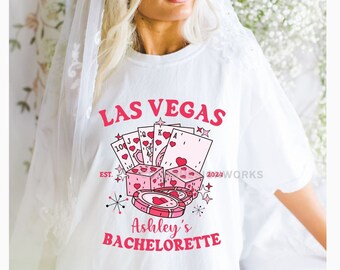 Personalized Las Vegas Bachelorette Shirt, Comfort Colors, Bachelorette Party Vegas Shirts, Vegas Bach Tees, Vegas Girls Trip, Lucky in Love