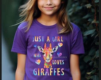 Just A Girl Who Loves Giraffes Shirt, Giraffe Shirt For Girls, Zoo animal Birthday Outfit Shirt, Animal Lover Gift, , Spirit Animals Gifts