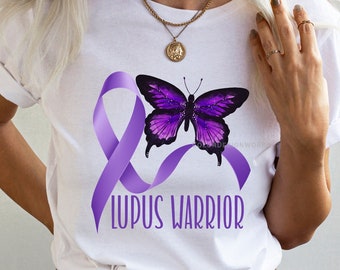 Lupus Warrior Shirt, Lupus Awareness T-Shirt, Purple Ribbon Awareness Shirt, In May We Wear Purple, Spoonie Unisex Jersey Short Sleeve Tee