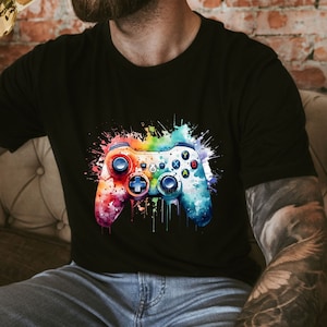 Colorful Game Controller Shirt, Gamer T-shirt, Unisex Plus Size Shirts, Video Game Lover Shirt, Game Day Shirt, Gifts For Boyfriend