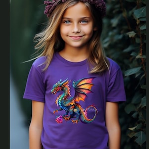 Dragon Shirt for Kids, Youth Colorful Dragon Shirt, Psychedelic Dragon Shirt, Dragon Lover Shirt, Dragon Gift, Matching Dragon Shirts