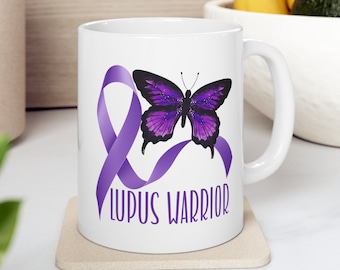 Lupus Warrior Mug, Lupus Awareness Mug, Invisible Illness, Lupus Gift, Purple Ribbon Awareness, Coffee Lover Gift, Autoimmune Disease Mug
