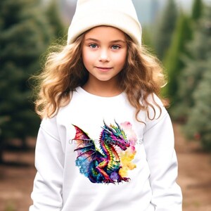 Watercolor Dragon Sweatshirt for Kids, Youth Unisex Sweatshirt, Dragon Gifts, Psychedelic Dragon, Wizard Tie Dye Shirt, Colorful Dragon