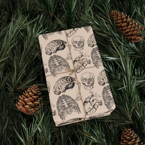 Wrapping Papers, Anatomy Wrapping Paper Vintage Skull Heart, Goth Medical Student Gift Wrap, Nurse Doctor Gift Wrap, Anatomical Heart Print, image 5