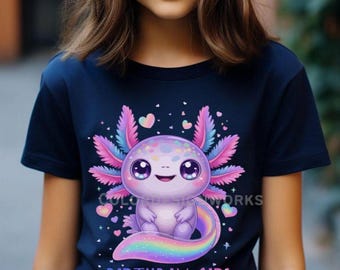 Axolotl Rainbow Birthday Girl Tee | Kids Birthday Shirt