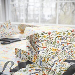 Botanical Wrapping Paper, Wildflower Gift Wrap, Bridal Gift Wrap, Floral Wrapping Paper Rolls - Gift Packaging Supplies, Birthday Gift Wrap image 9