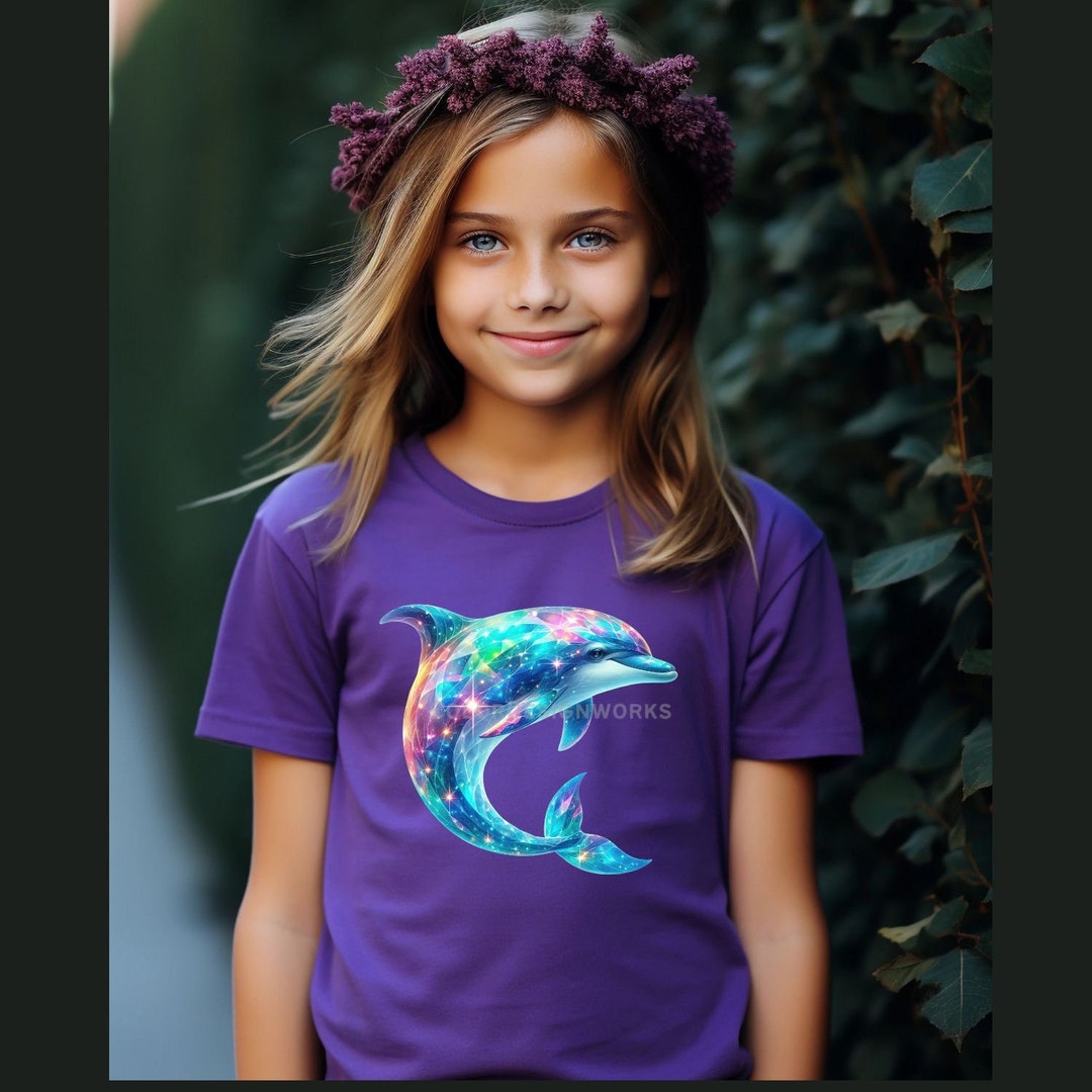 Boys & Girls Unisex Dolphin Printed Shirt & Short Co-Ord Set Aurora Blue