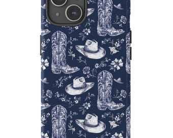 Blue Cowboy Boots Phone Case, iPhone Tough Phone Cases, Western Rodeo Gifts, iPhone 16 Pro max, iPhone15 14 13 12 11 10 8, Samsung  s21 s24