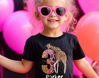 3rd Birthday Giraffe Shirt Toddler Tee | Zoo Party Outfit