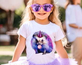 Hedgehog Birthday Girl Shirt, Watercolor Birthday Girl Hedgehog Shirt, Hedgehog lover Gift, Birthday Party Girls T Shirt, Animal Bubblegum