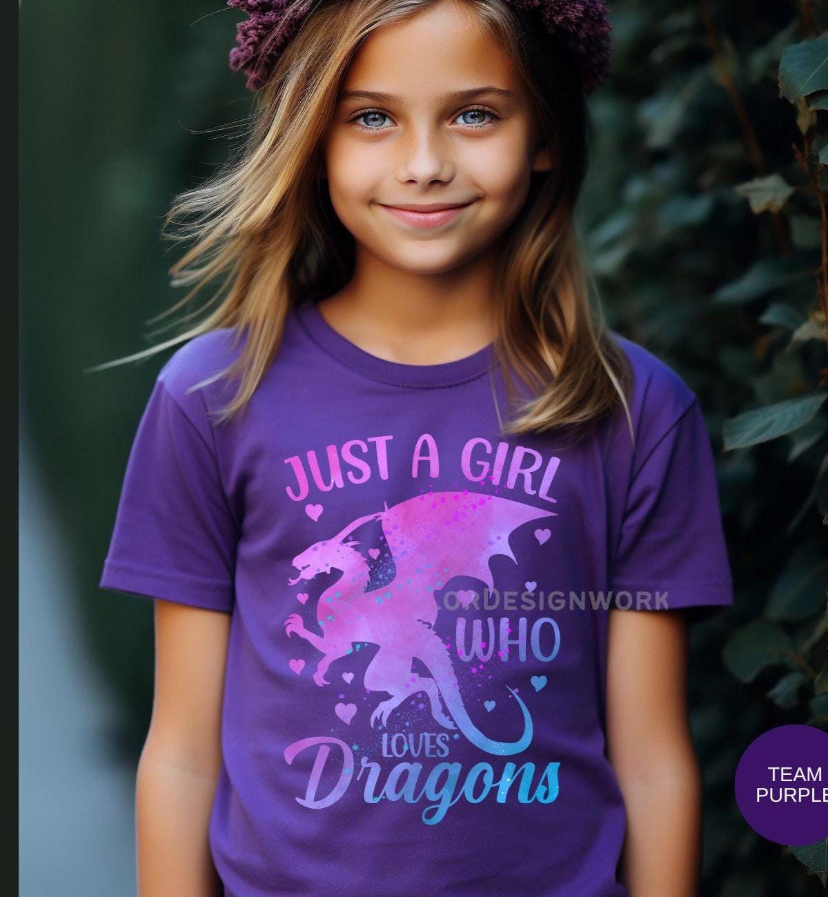Kid's Dragon Shirt, Just A Girl Who Loves Dragons Youth Shirt, Birthday ...