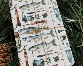 Fishing Wrapping Paper, Gift for Fisherman, Fly Fishing Gift Wrap, Father's Day Wrapping Paper Roll, Gift for Dad - Wrapping Papers,