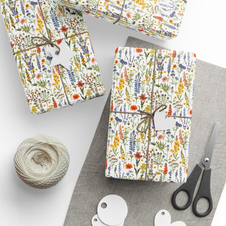 Botanical Wrapping Paper, Wildflower Gift Wrap, Bridal Gift Wrap, Floral Wrapping Paper Rolls - Gift Packaging Supplies, Birthday Gift Wrap image 8