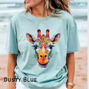 Watercolor Giraffe Shirt, Zoo Birthday Tee, Giraffe Gift For Her, Graphic Tshirts, Gift For Mom, Summer Safari Shirt, Giraffe Lover Gift
