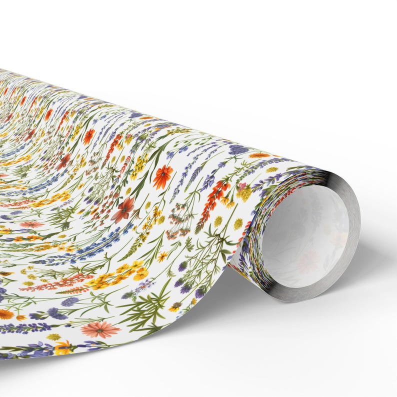 Botanical Wrapping Paper, Wildflower Gift Wrap, Bridal Gift Wrap, Floral Wrapping Paper Rolls - Gift Packaging Supplies, Birthday Gift Wrap image 7