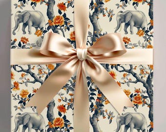 Elephant Wrapping Papers - Whimsical Gift Wrap for Elephant Lovers, Jungle Animal Theme, Unique Present Packaging, Birthday Present Paper