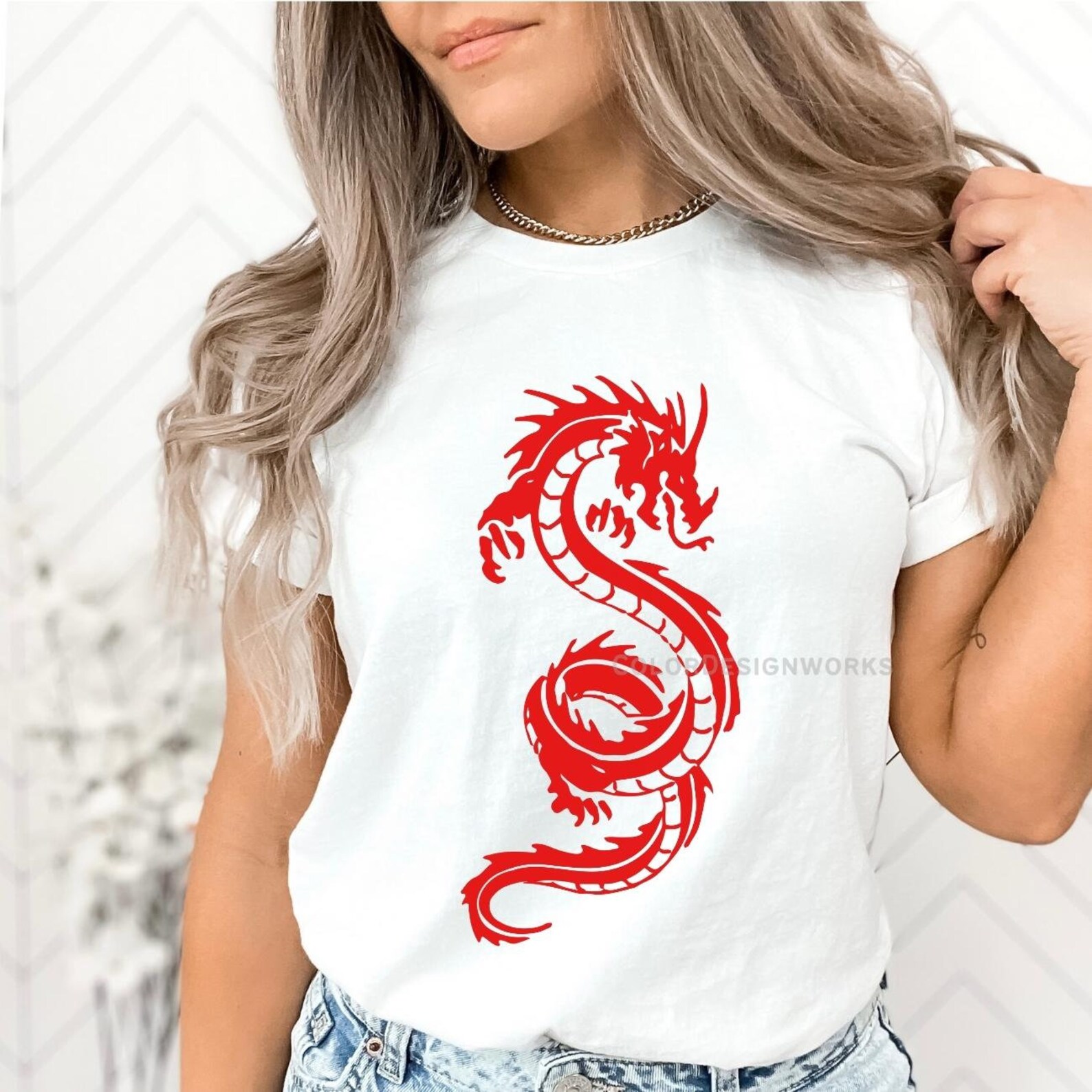 Red Chinese Dragon Women's Golf Shirts