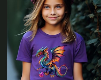 Dragon Shirt for Kids, Youth Colorful Dragon Shirt, Psychedelic Dragon Shirt, Dragon Lover Shirt, Dragon Gift, Matching Dragon Shirts