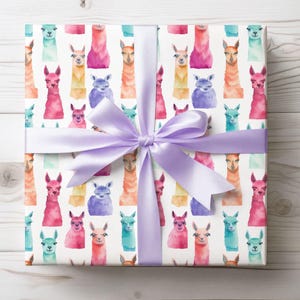 Wrapping Paper, Watercolor Llama Gift Wrap for Llama Lover, Birthday Roll, New Baby Gift, Gift Wrap Roll, Llama Gifts Wrap