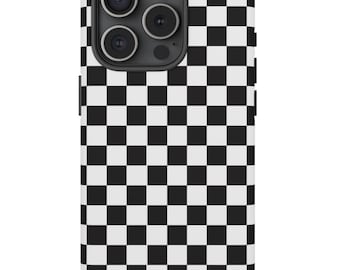 Black and White Checkerboard Phone Case, Tough Phone Cases Checkered Case, iPhone 15 Phone Case, iPhone 8 11 12 13 14, s22 s23 Samsung