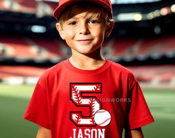 Baseball Birthday Shirt Fifth Birthday Number Shirt, Personalized Gift for Boys, Birthday Outfit, Baseball Birthday, Custom Name Shirt