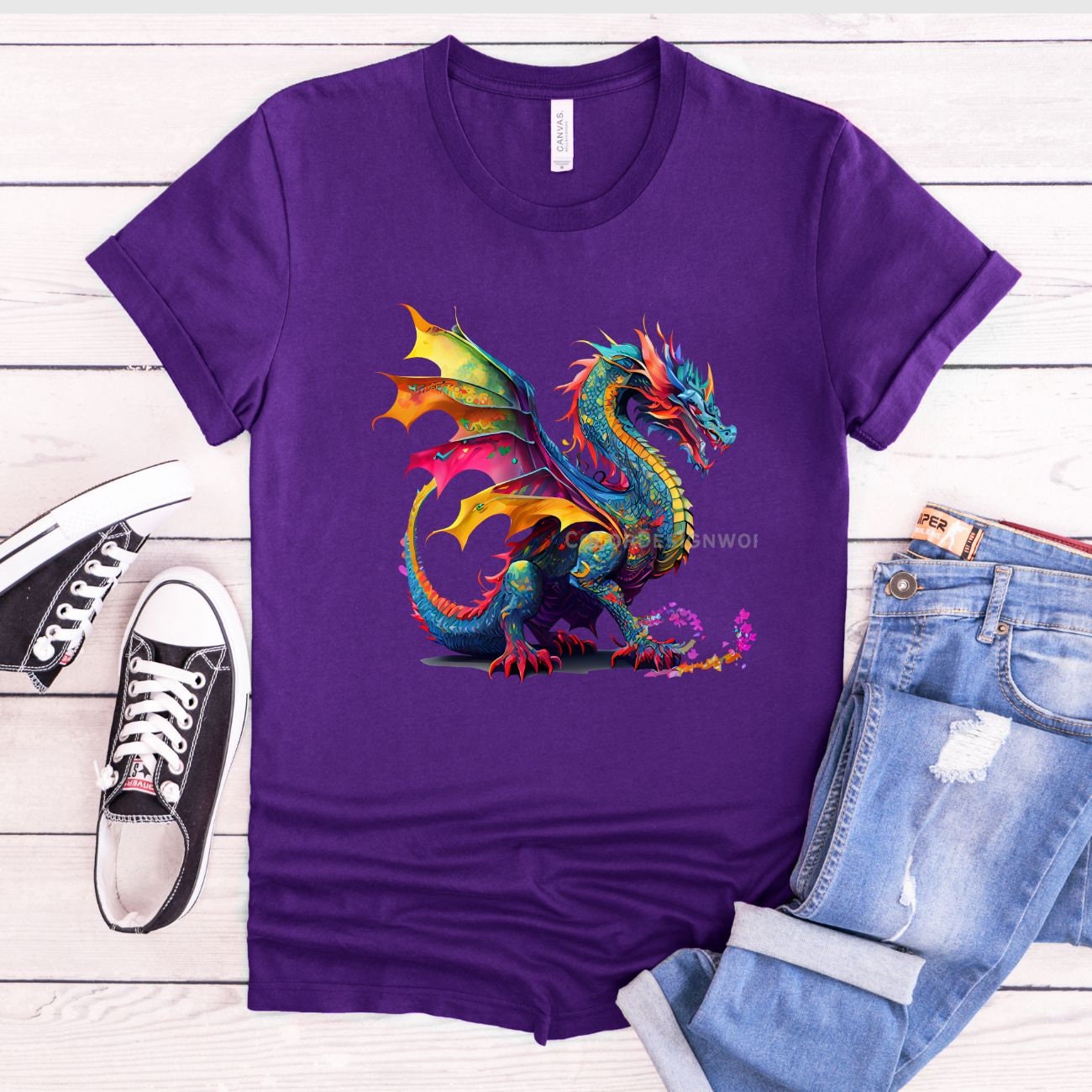 Dragon Shirt Colorful Psychedelic Dragon T-shirt Fantasy - Etsy