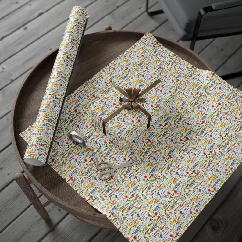 Botanical Wrapping Paper, Wildflower Gift Wrap, Bridal Gift Wrap, Floral Wrapping Paper Rolls - Gift Packaging Supplies, Birthday Gift Wrap image 10