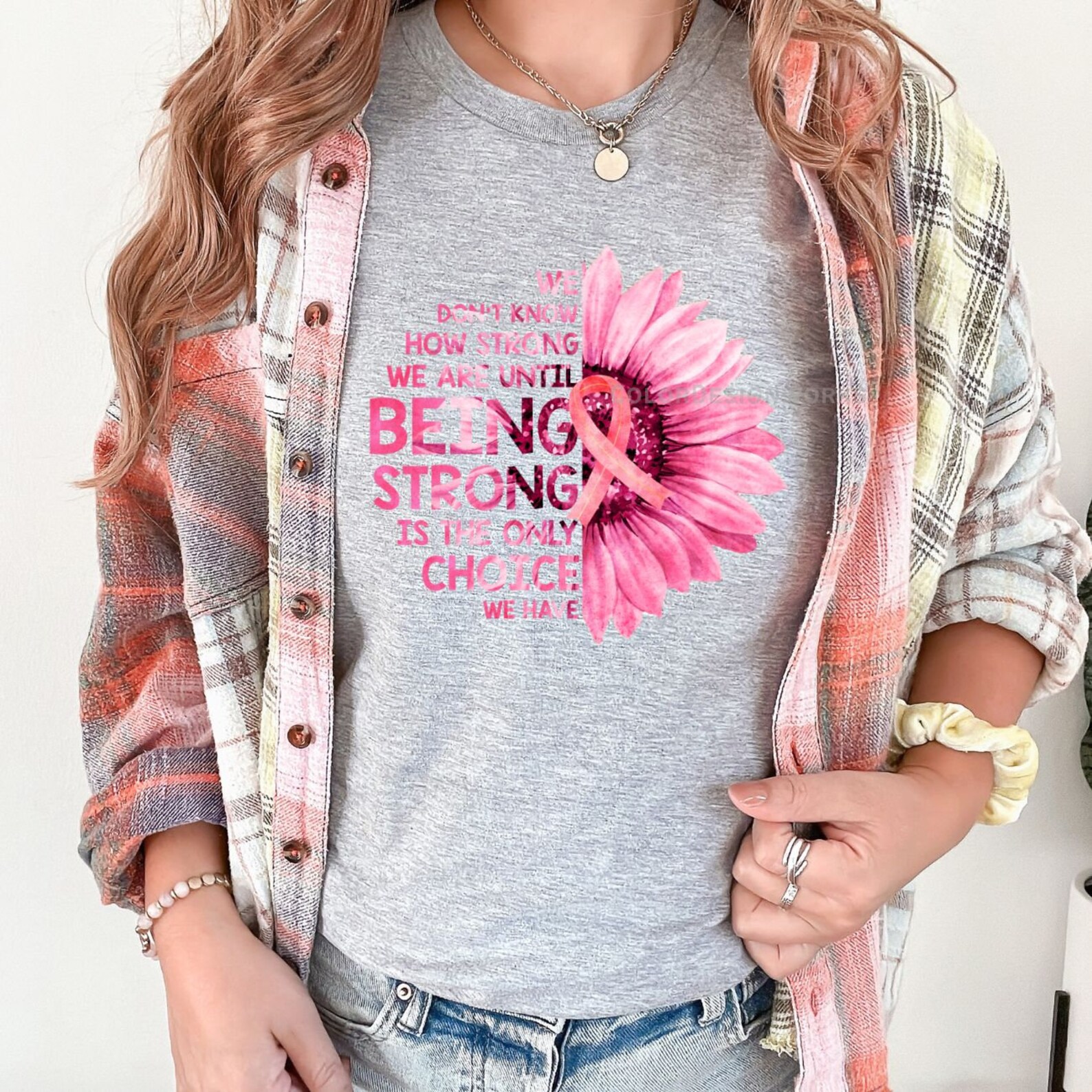 Breast Cancer Awareness T-shirt, Pink Ribbon Strong Tee - Etsy