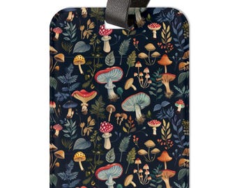 Mushroom Luggage Tag, Identification Tag, Cottagecore Forest Theme Travel Accessories, Backpack, Suitcase Baggage Tag, Gift for Mom