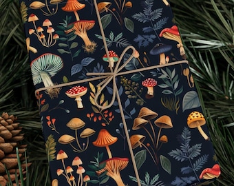 Mushroom Wrapping Papers, Mushroom Cottagecore Gift Wrap Roll, Forest Fall Cottagecore Wrapping Paper Roll, Cottagecore Wrapping Paper Gift