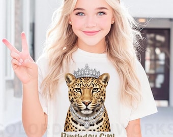 Leopard Tiara Birthday Girl Tee, Kid's Birthday Party Outfit