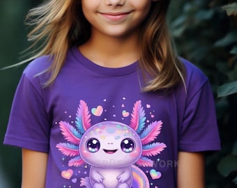 Axolotl Rainbow Tee Gift for Her, Axolotl Shirt, Cute Mythical Creature