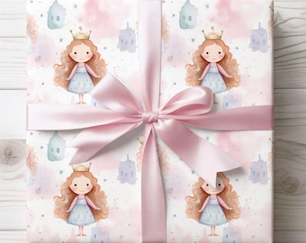 Princess Wrapping Papers, Pink Princess Gift Wrap, Fairytale Paper for Girls, Princess Birthday Party Supplies, Princess Birthday Theme
