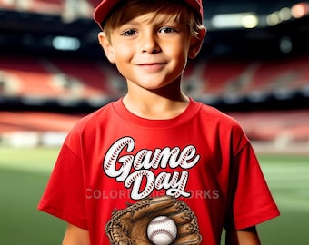 Baseball Glove and Ball Youth Short Sleeve Tee | Game Day Sports Shirt