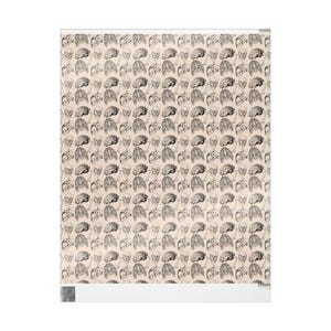 May include: A beige background with a repeating pattern of black and white anatomical illustrations of human lungs.