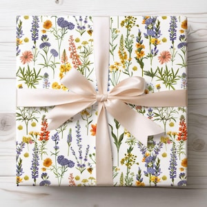Botanical Wrapping Paper, Wildflower Gift Wrap, Bridal Gift Wrap, Floral Wrapping Paper Rolls - Gift Packaging Supplies, Birthday Gift Wrap