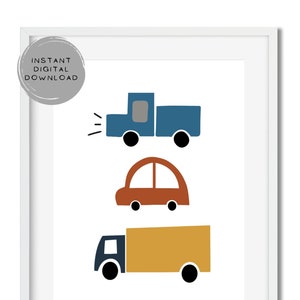 Printable three car stack instant digital download.  Four different, easy to print sizes. Perfect for your cute car enthusiast.