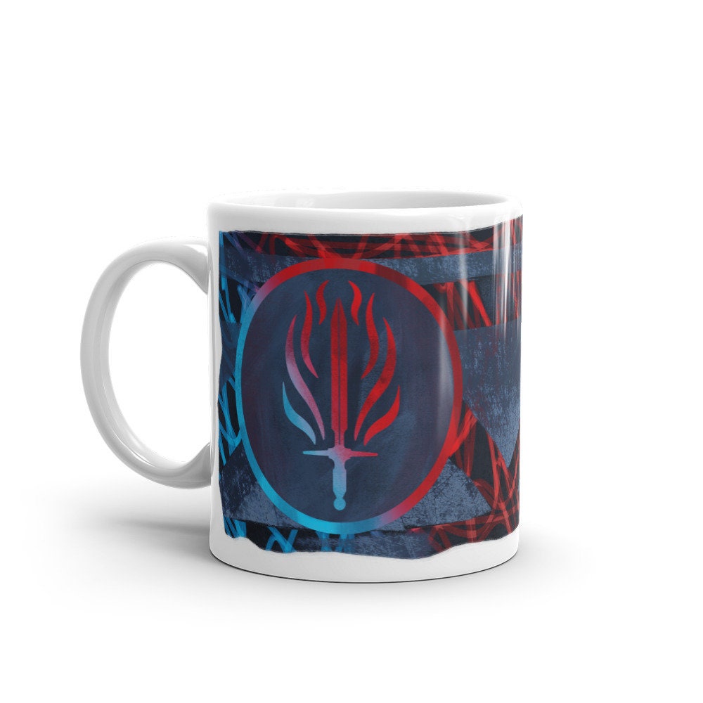 Dragon Age Inquisition Mug | Emblème Des Templiers Symbole de Logo Couleur Lyrium Rouge et Bleu Biow