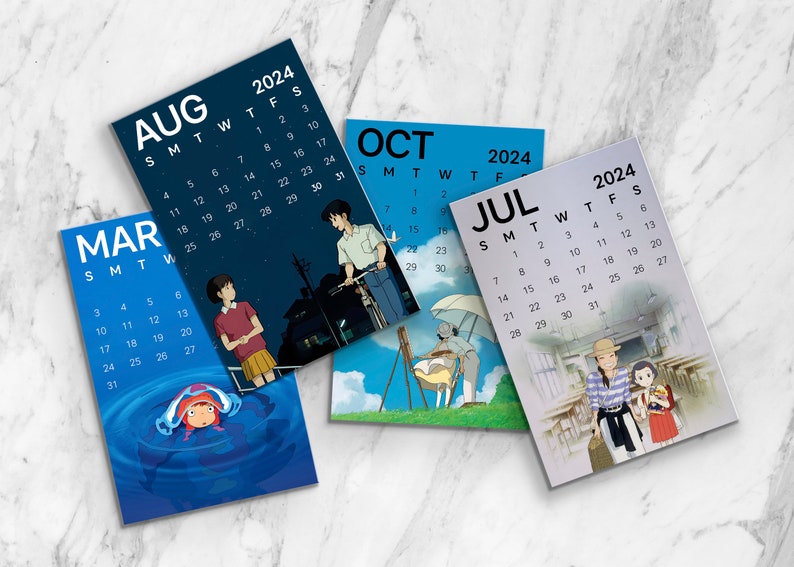 Calendar 2024 2024 Studio Ghibli Desk Calendar Anime Desk Etsy