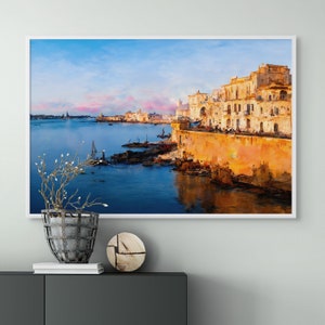 Syracuse Painting Ortigia Travel Print Colorful Italy Wall - Etsy