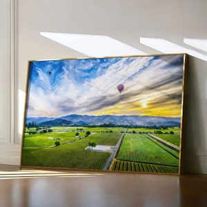 Napa Valley Painting, California Travel Print, Napa County Watercolor Landscape, Colorful Vineyard Wall Art, Gift for Wine Lovers