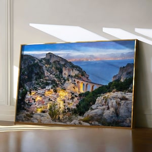 Marseille Painting, France Travel Print, La Calanque de la Vesse Wall Art, French Riviera Landscape Watercolor, Coastline of France Poster