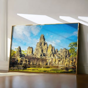 Angkor Wat Malerei, Kambodscha Reisedruck, Buddhistischer Tempel Wandkunst, Siem Reap Druck, Bunte Aquarell Landschaft, Welt Wahrzeichen