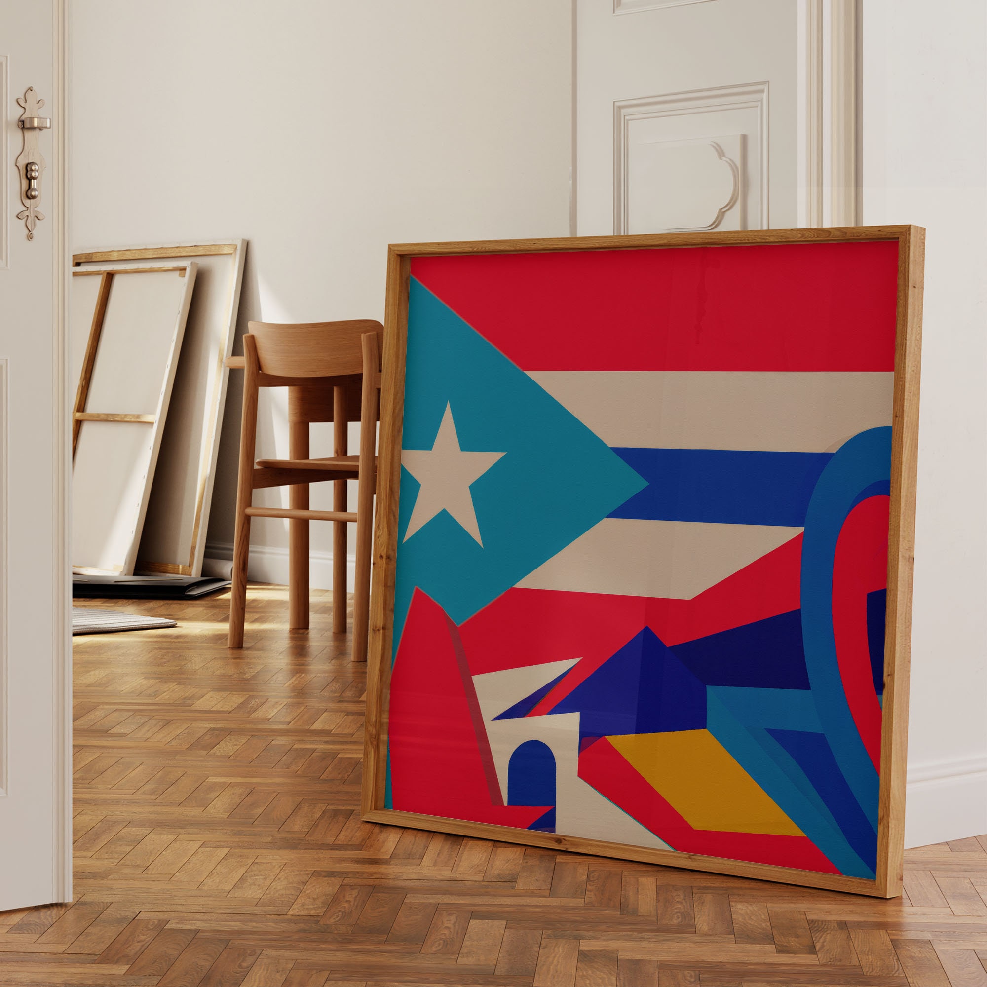 Puerto Rico Driver Abstract Abstract Wall Art, Puerto Rico Flag Inspired Art Print, Vintage ...