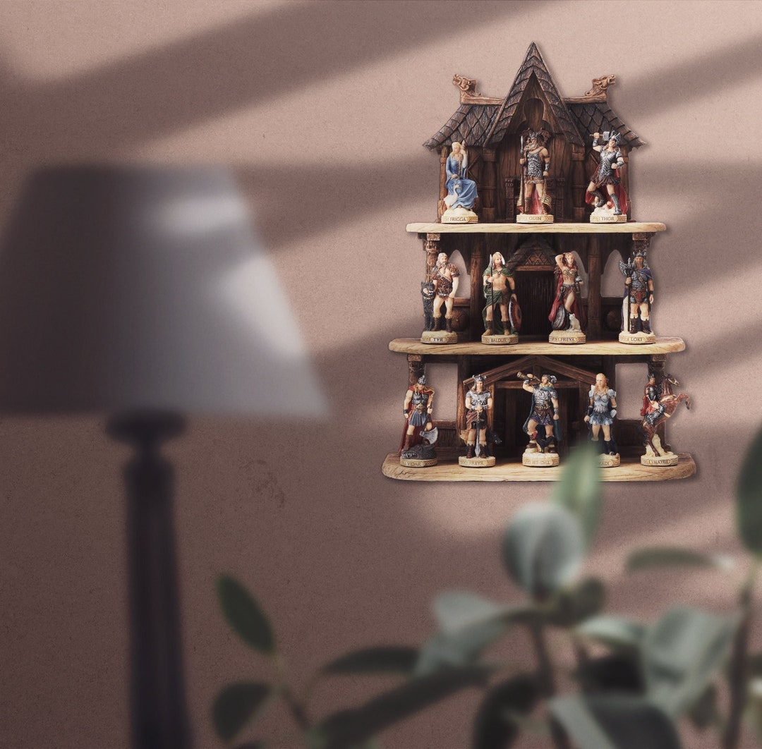 16'' Norse Mythological Figures Set With House Stand Etsy