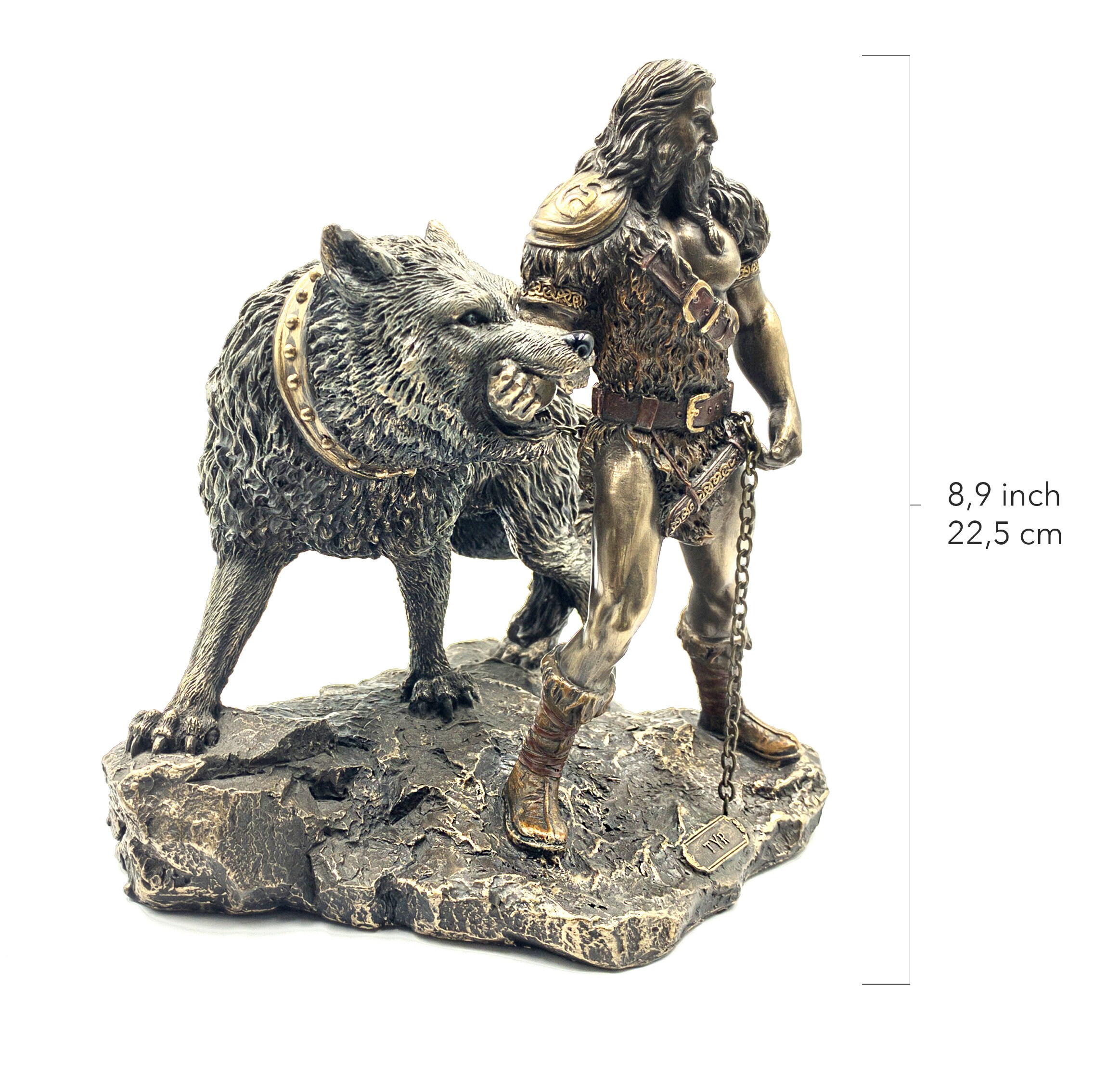 God of War Tyr Figurine With Fenrir Bronze Hand-painted 