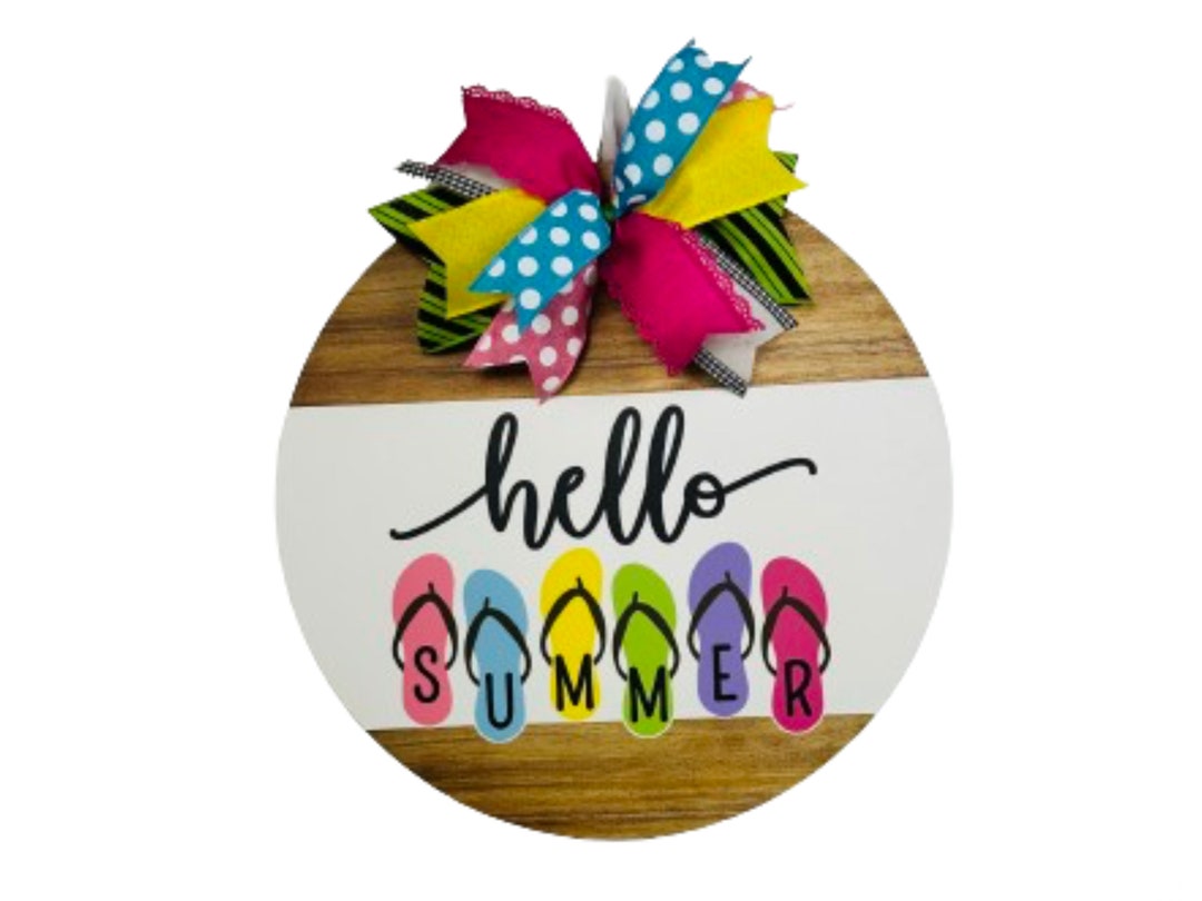 Hello Summer Flip Flop Door Hanger, Bright Beach Welcome Sign - Etsy