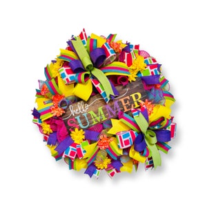 Hello Summer Wreath - Bright and Colorful Summer Door Decor